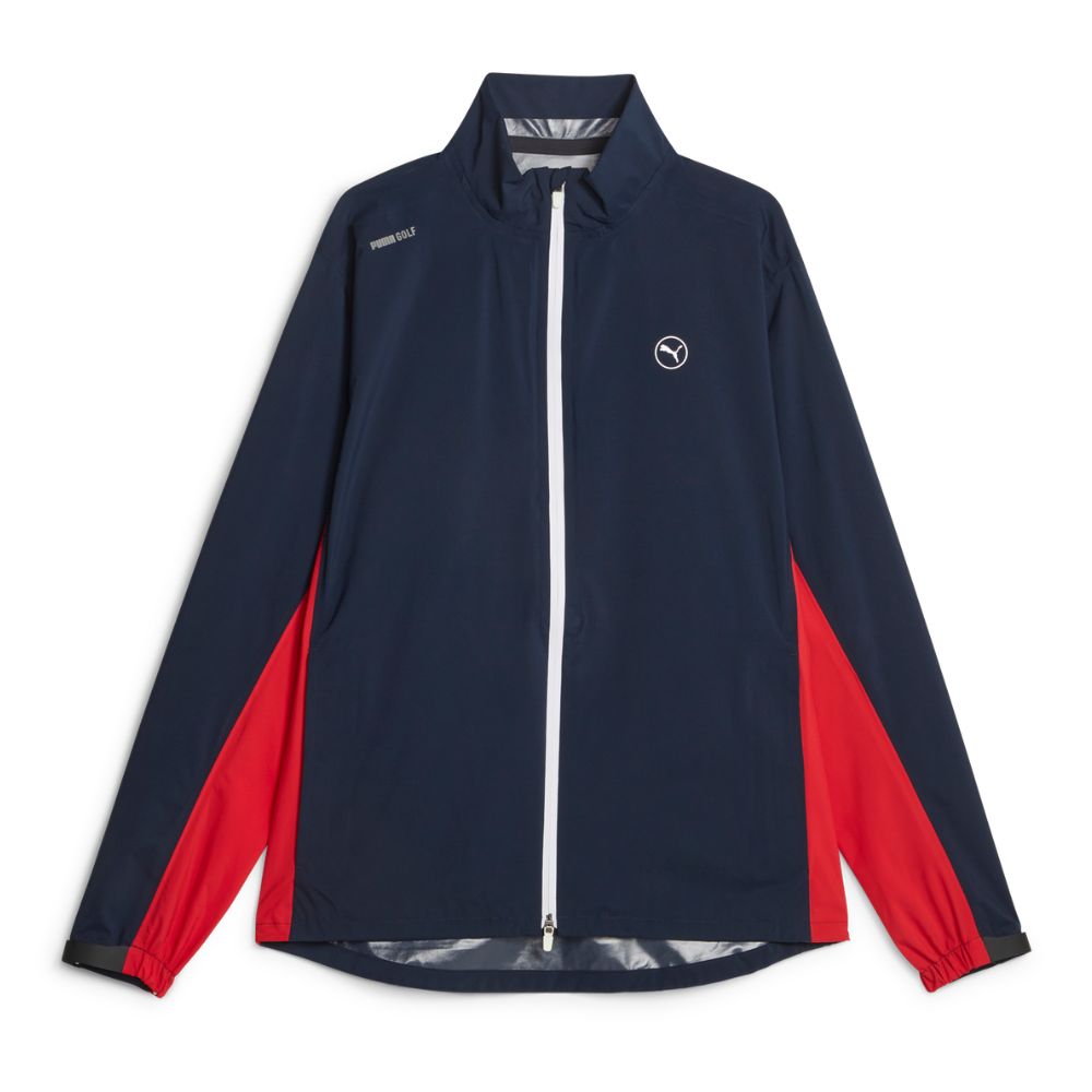 PUMA DRYLBL Men's Golf Rain Jacket 2026 - Navy Blazer / Strong Red Navy Blazer / Strong Red M