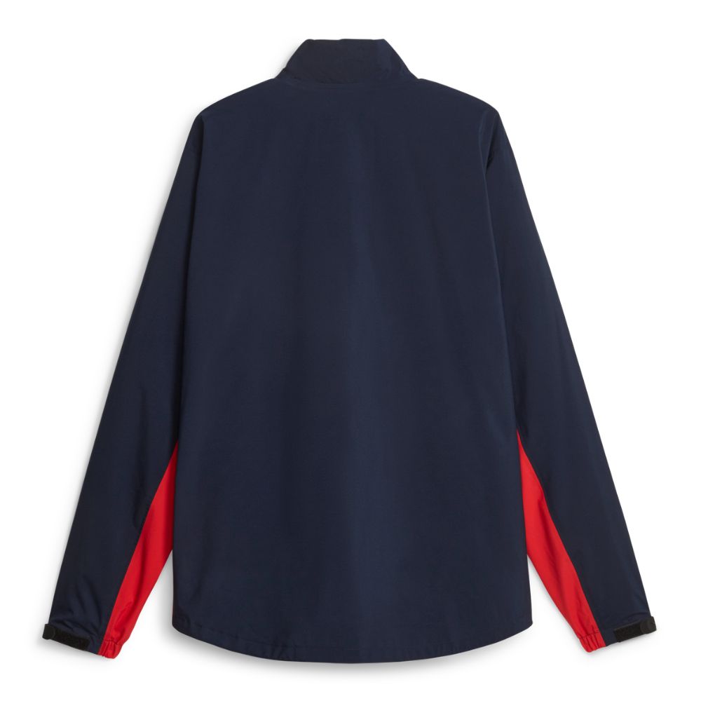 PUMA DRYLBL Men's Golf Rain Jacket 2026 - Navy Blazer / Strong Red