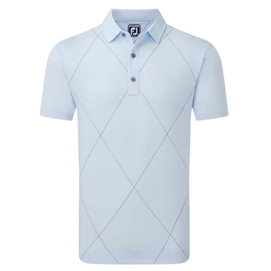 FootJoy Raker Print Mist Pique Golf Polo Shirt 81605 Blue Mist S