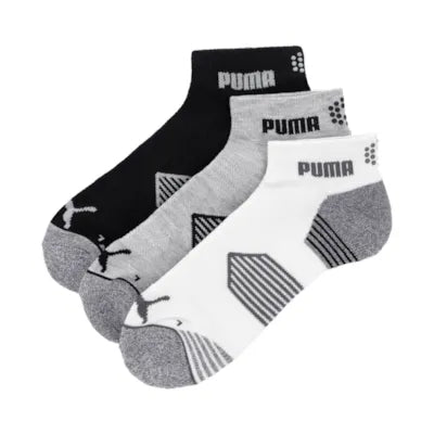 PUMA Golf Essential 1/4 Cut 3 Pair Sock Pack 2026 - White / Grey / Black White / Grey / Black