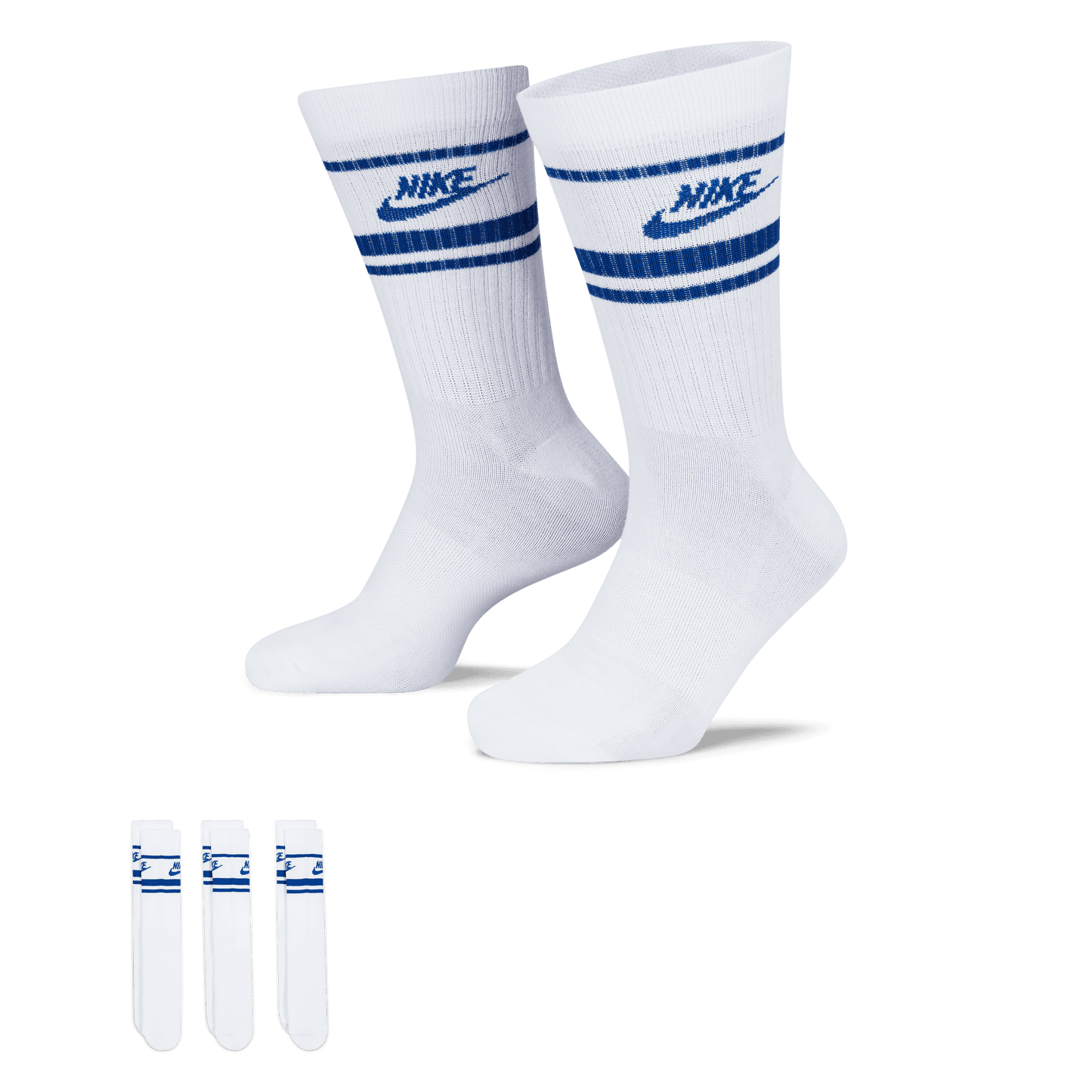 Nike Golf Sportswear Dri-FIT Everyday Essential Crew Socks DX5089 - 105 White / Game Royal / Game Royal 105 L 