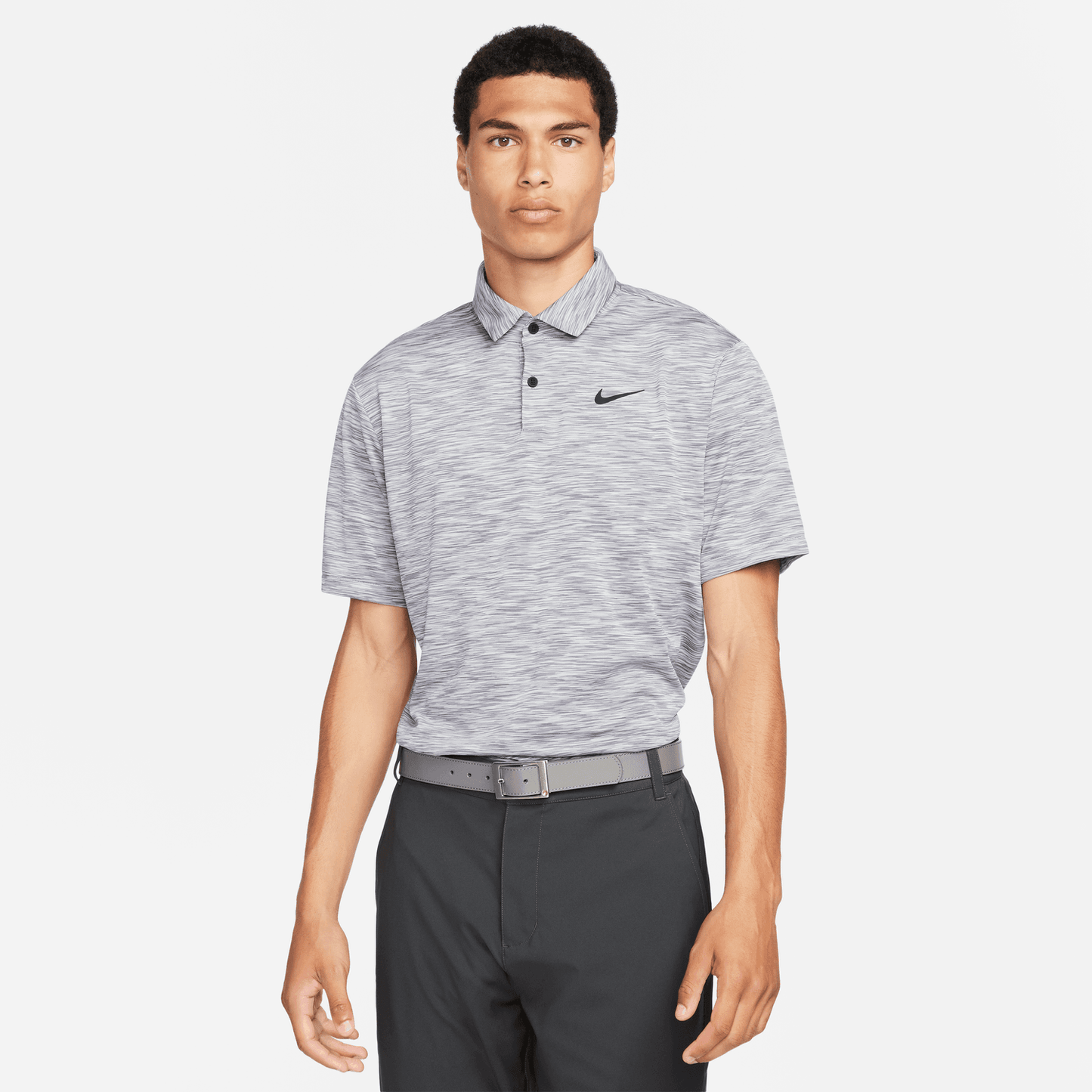 Nike Golf Dri-FIT Tour Mens Space Dye Polo Shirt DX6091 Smoke Grey / Light Smoke Grey / Black 084 M 