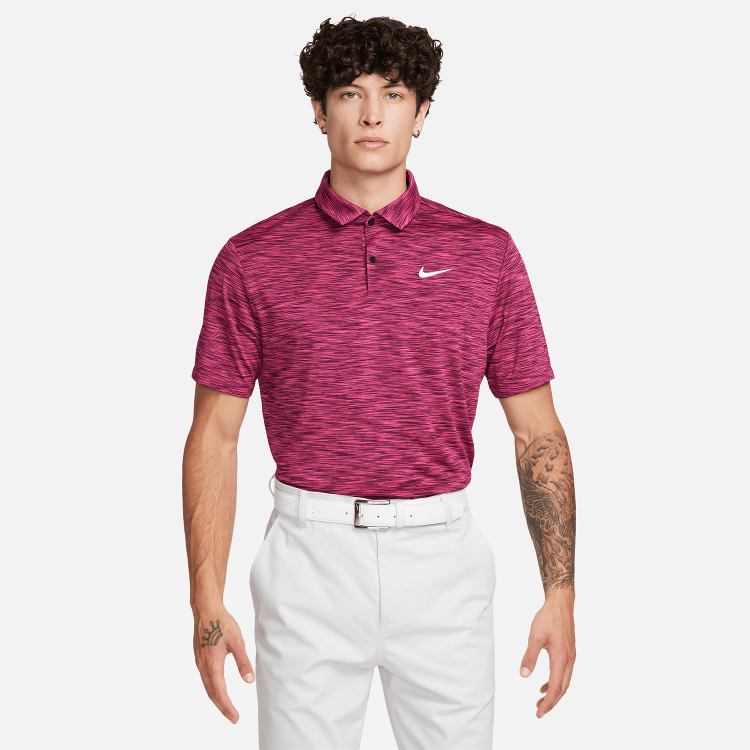 Nike Golf Dri-FIT Tour Mens Space Dye Polo Shirt DX6091 Bordeaux / Fireberry / White 610 M 