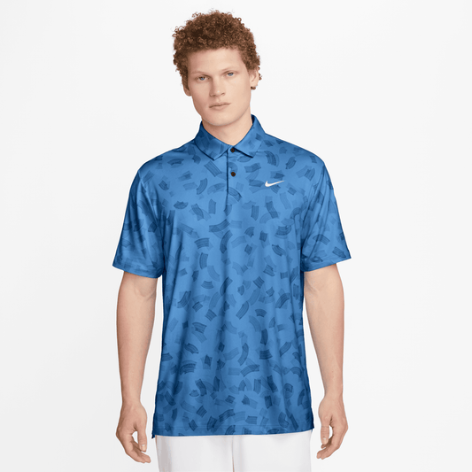Nike Dri-FIT Micro Print Tour Golf Polo Shirt - FD5735-402 Star Blue / White 402 M