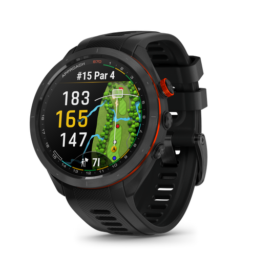 Garmin Approach S70 Golf GPS Watch - 47 mm Black Ceramic Bezel with Black Silicone Band