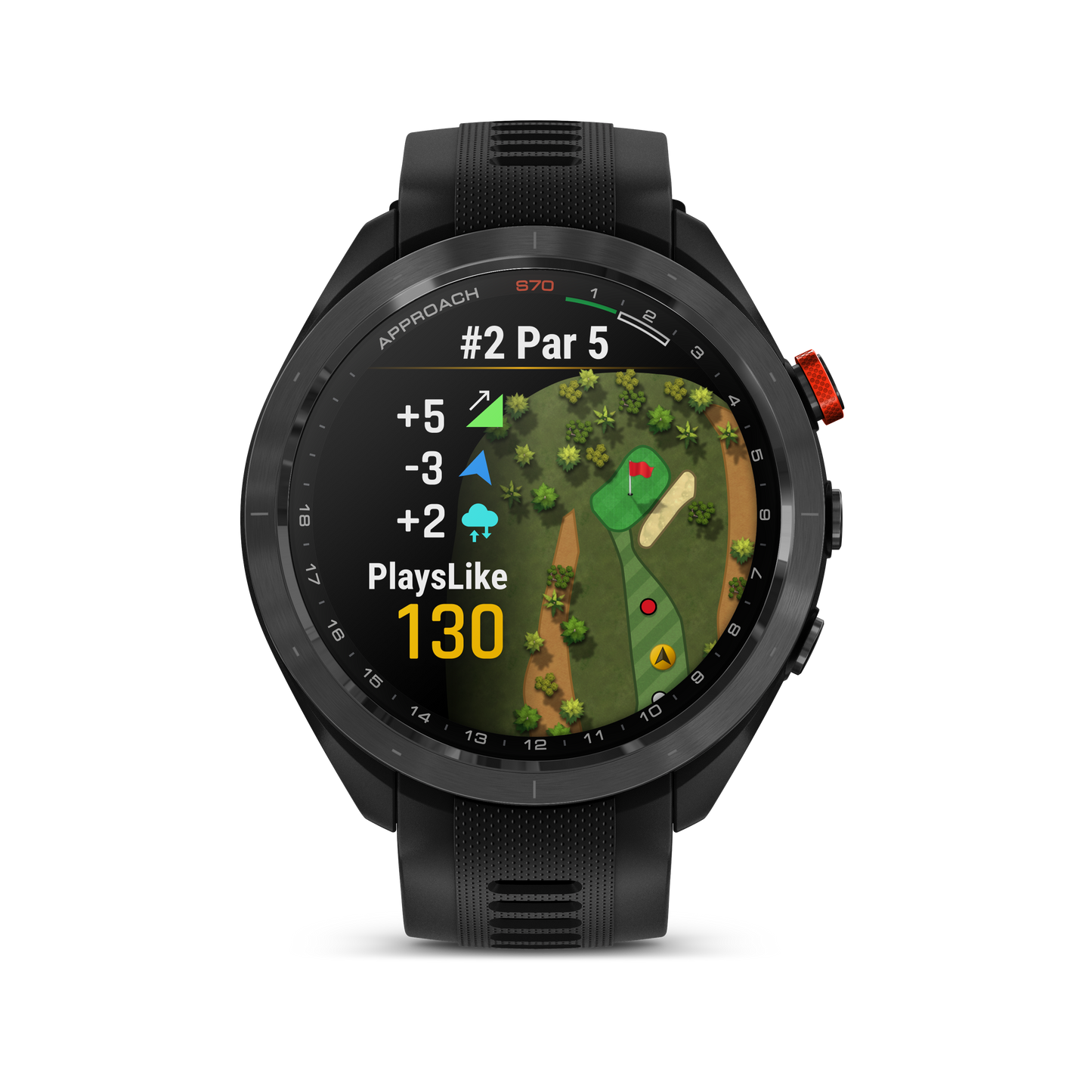 Garmin Approach S70 Golf GPS Watch - 47 mm Black Ceramic Bezel with Black Silicone Band   