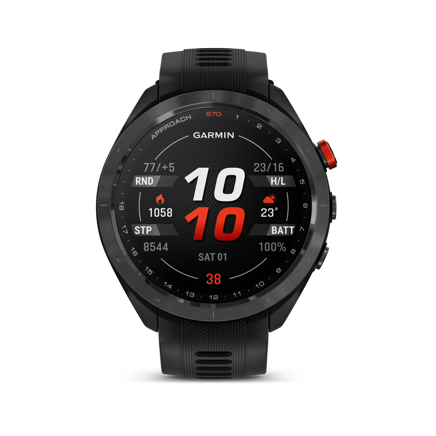 Garmin Approach S70 Golf GPS Watch - 47 mm Black Ceramic Bezel with Black Silicone Band   