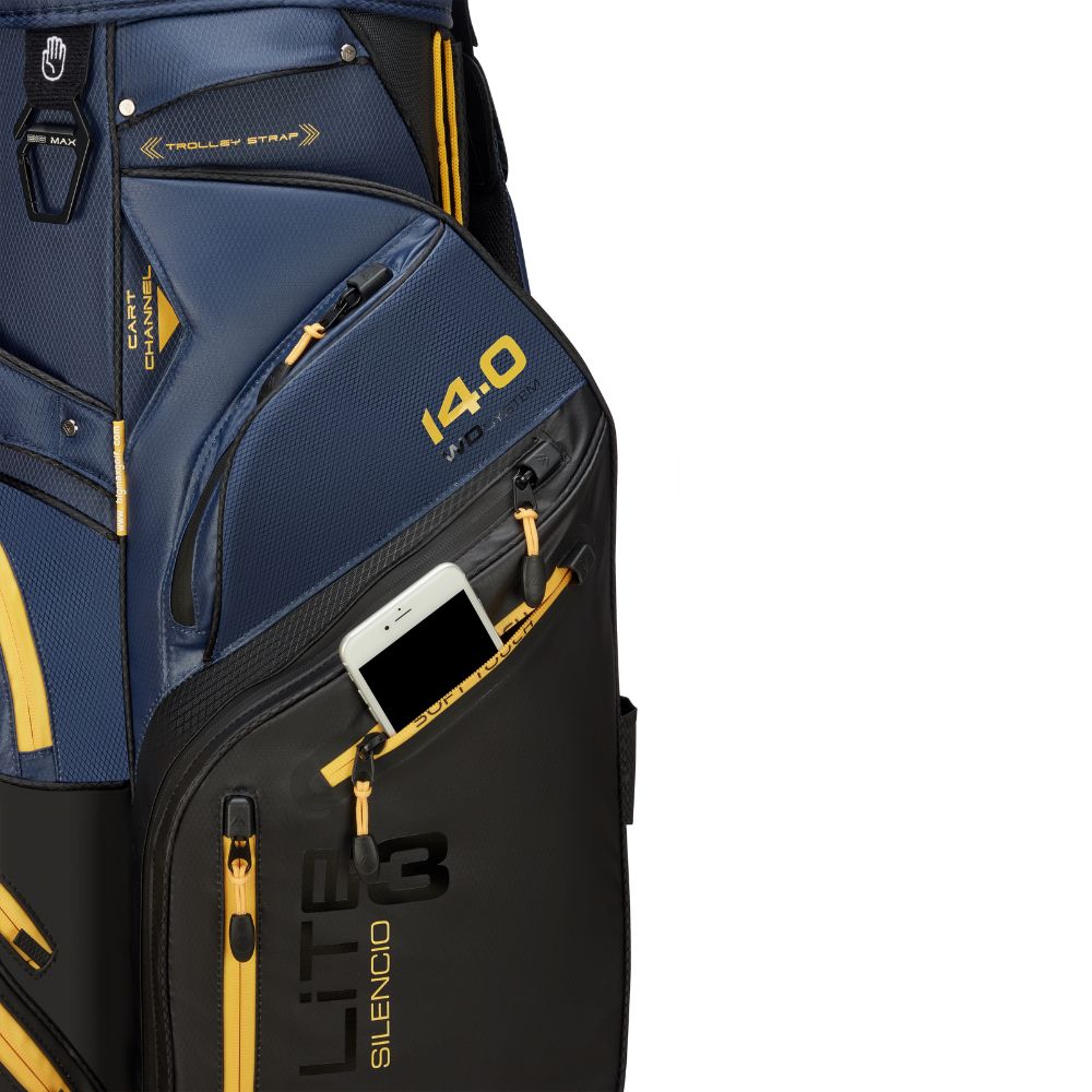 Big Max Dri Lite Silencio 3 Organiser Golf Cart Bag 2026 - Black / Navy / Corn