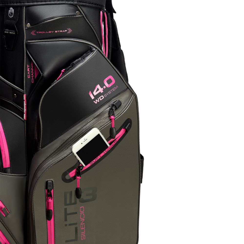 Big Max Dri Lite Silencio 3 Organiser Golf Cart Bag 2026 - Charcoal / Black / Fuchsia