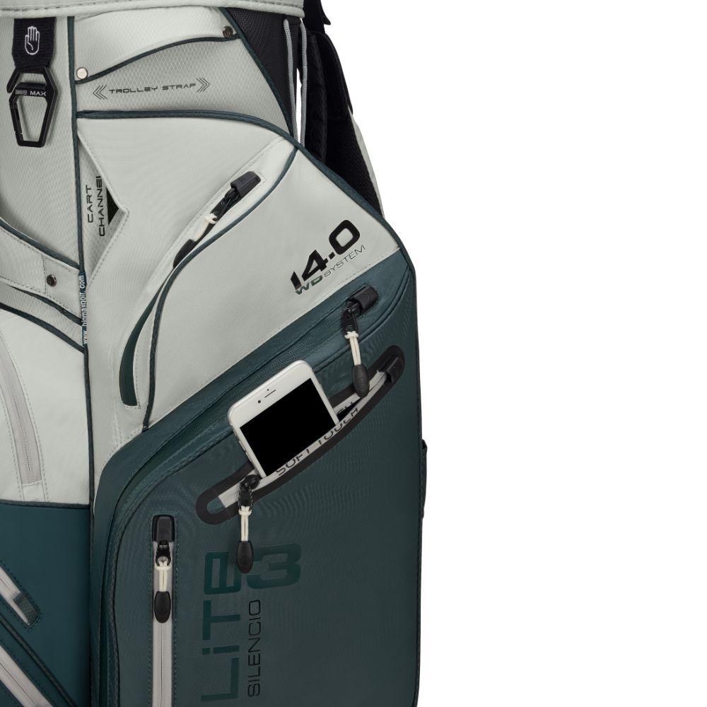 Big Max Dri Lite Silencio 3 Organiser Golf Cart Bag 2026 - Forest Green / Off White