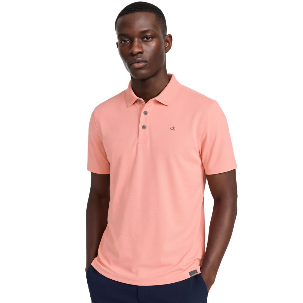 Calvin Klein Metro Golf Polo Shirt 2026 - C10443 Coral Almond