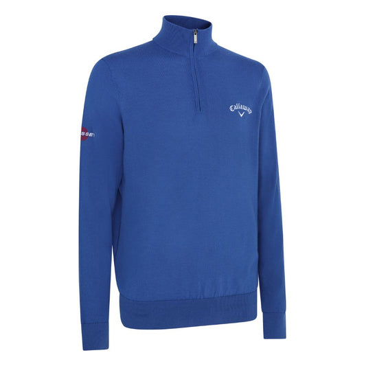Callaway Blended Merino 1/4 Zip Mens Golf Sweater CGGF80M1 - Galaxy Blue Galaxy Blue 402 M
