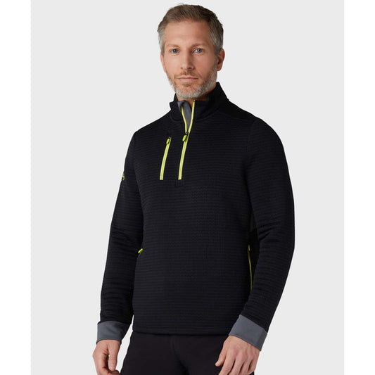 Callaway Golf Midweight Textured 1/4 Zip Fleece Top CGKFD038 Caviar / Black / Yellow / Plum 003 M 