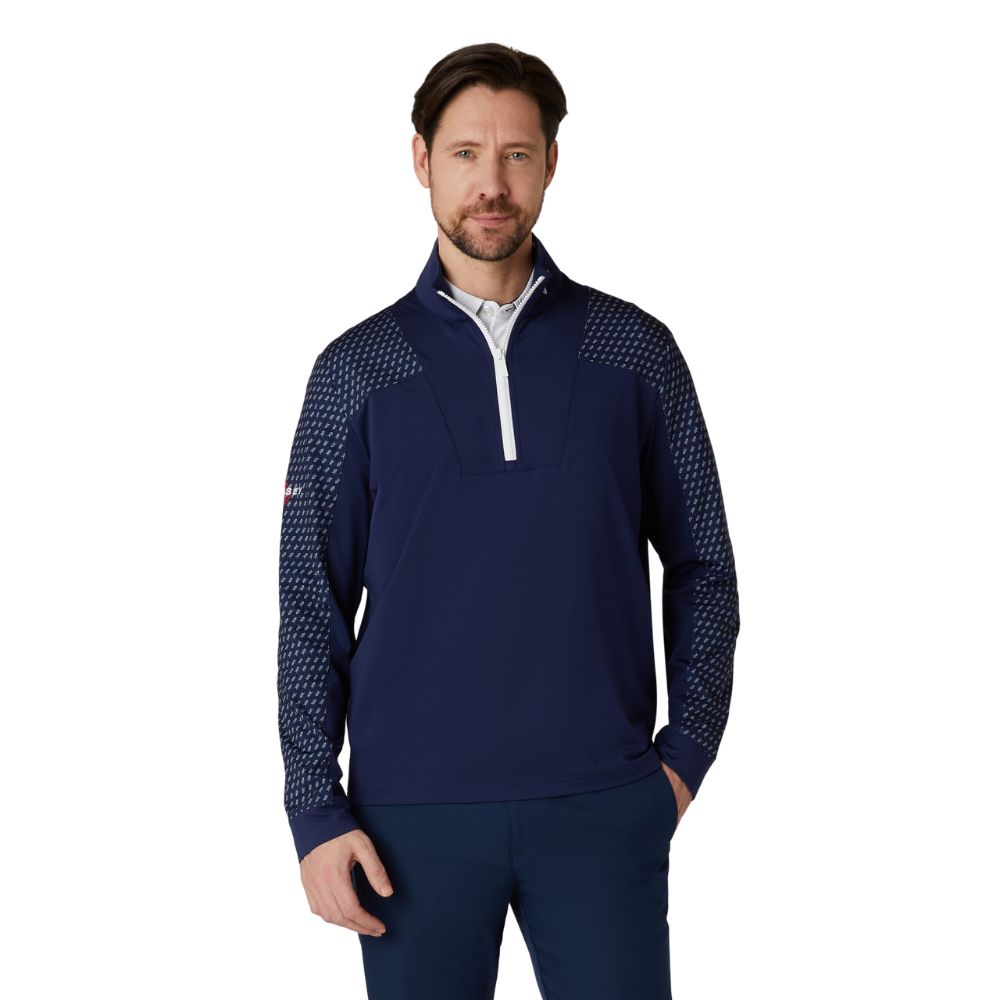 Callaway Golf Odyssey Chev Motion Print 1/4 Zip Pullover Top CGKSE064 - Peacoat   