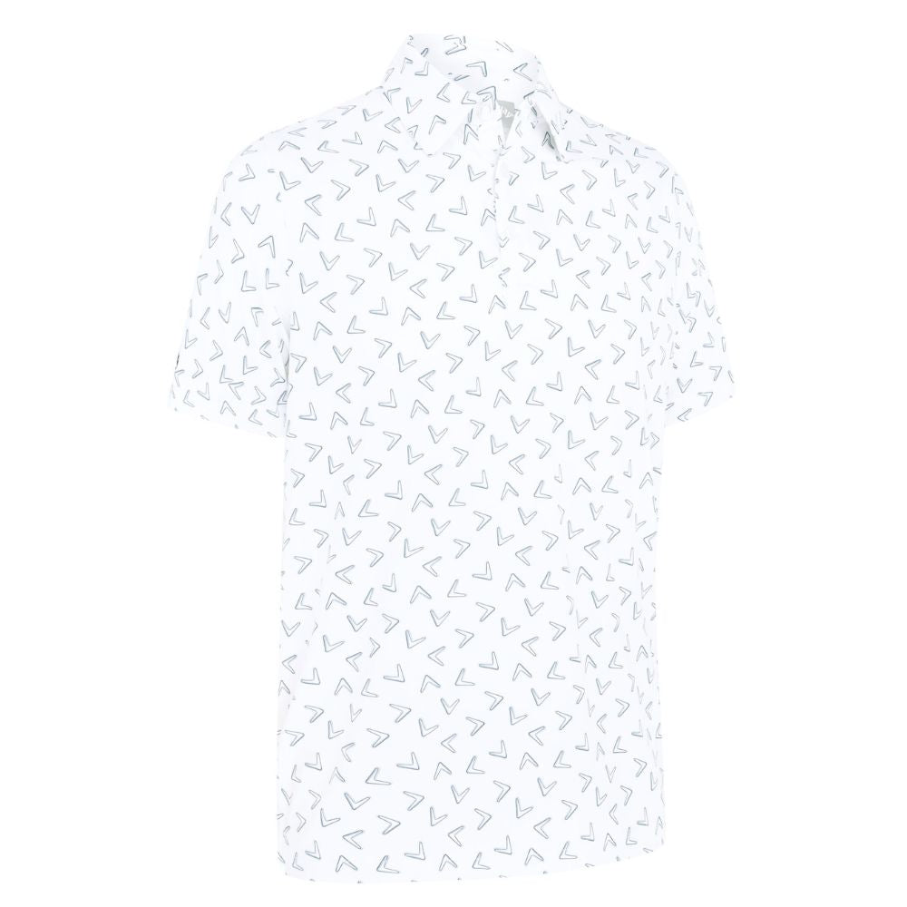 Callaway All Over Large Chev Mens Golf Polo Shirt 2025 - Bright White Bright White 100 M
