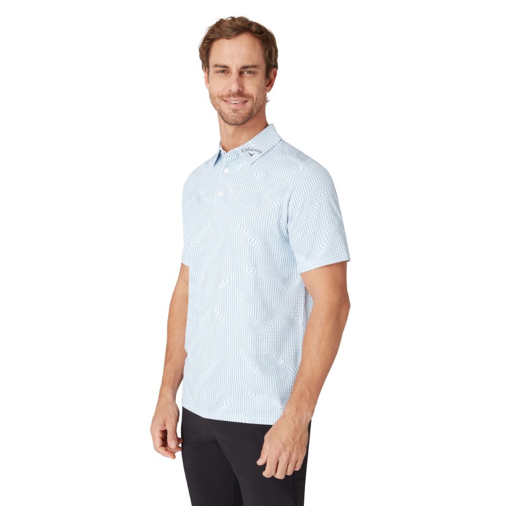 Callaway Warped Gingham Print Mens Golf Polo Shirt 2025 - White