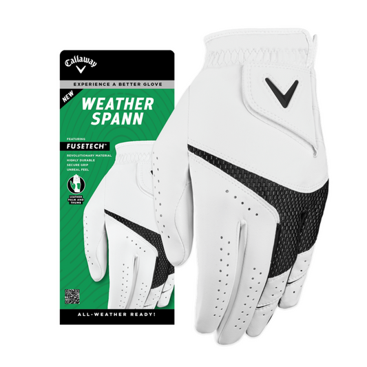 Callaway Weather Spann All Weather Golf Glove - White S Left Hand (Right Handed Golfer)