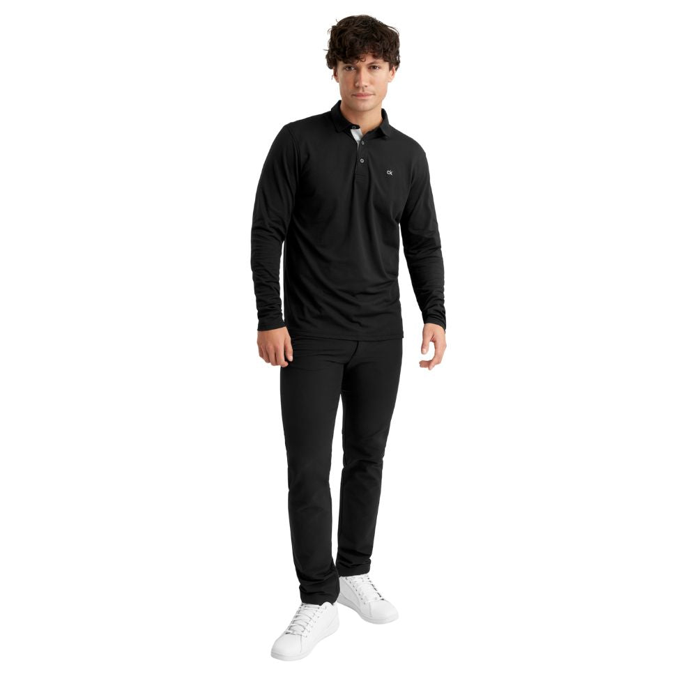 Calvin Klein Bayard Long Sleeve Golf Polo Shirt 2025 - Black