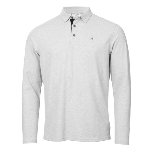 Calvin Klein Bayard Long Sleeve Golf Polo Shirt 2025 - Silver Marl Silver Marl M