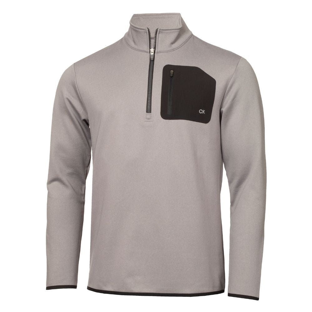 Calvin Klein Delta 1/2 Zip Mid Layer Golf Pullover Top - Silver Marl Silver Marl M