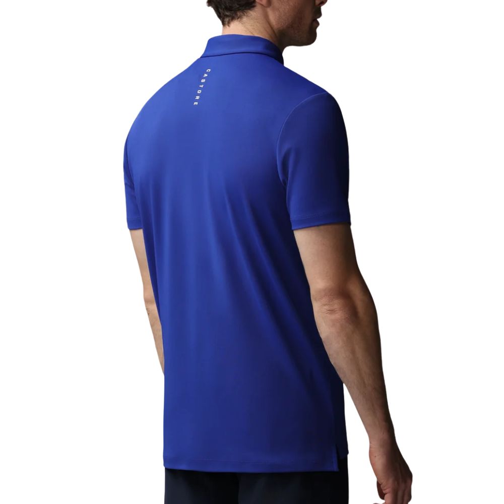 Castore Essential Short Sleeve Golf Polo - Azure Blue / White