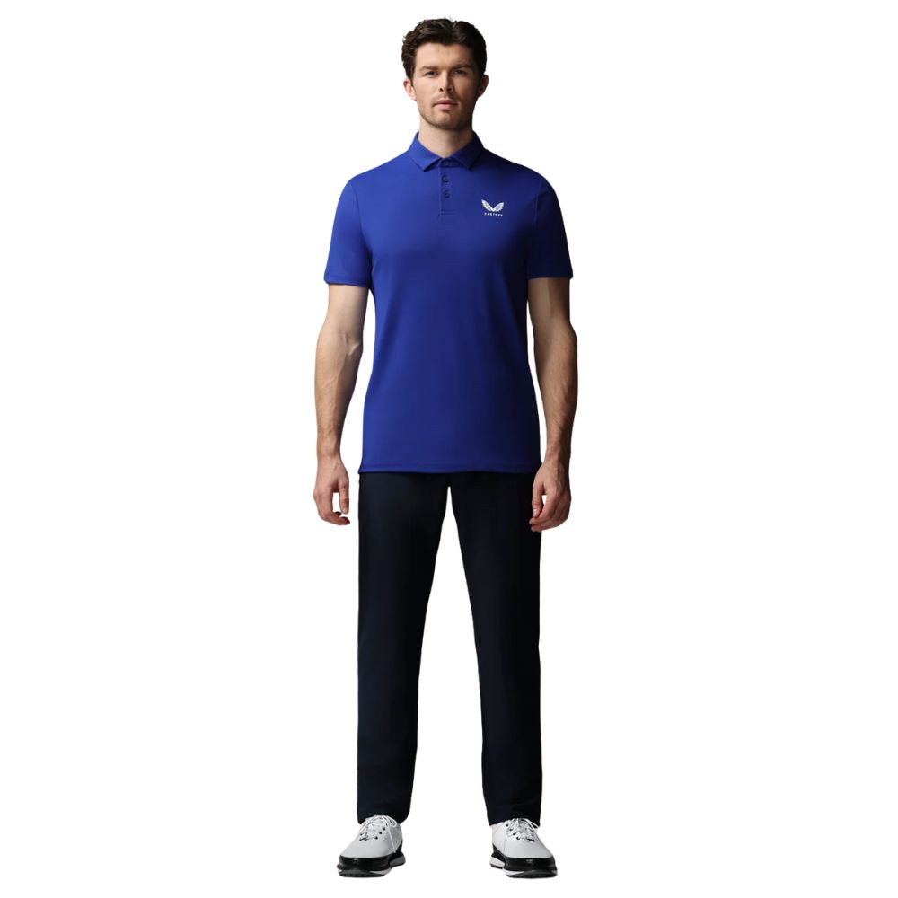 Castore Essential Short Sleeve Golf Polo - Azure Blue / White