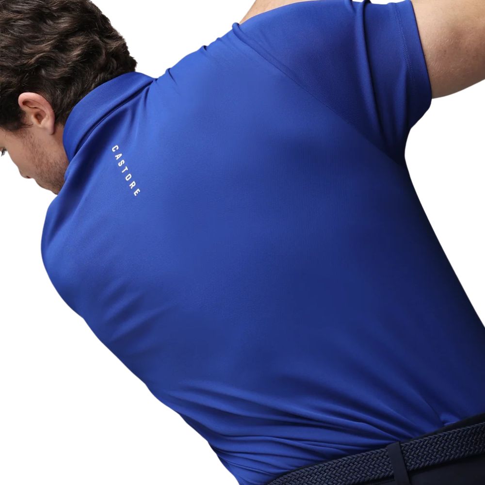 Castore Essential Short Sleeve Golf Polo - Azure Blue / White