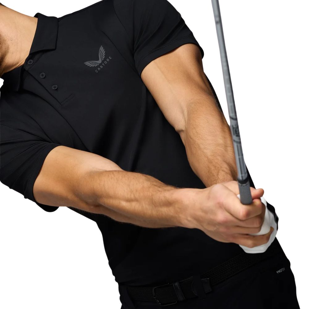 Castore Essential Short Sleeve Golf Polo - Black / Gunmetal