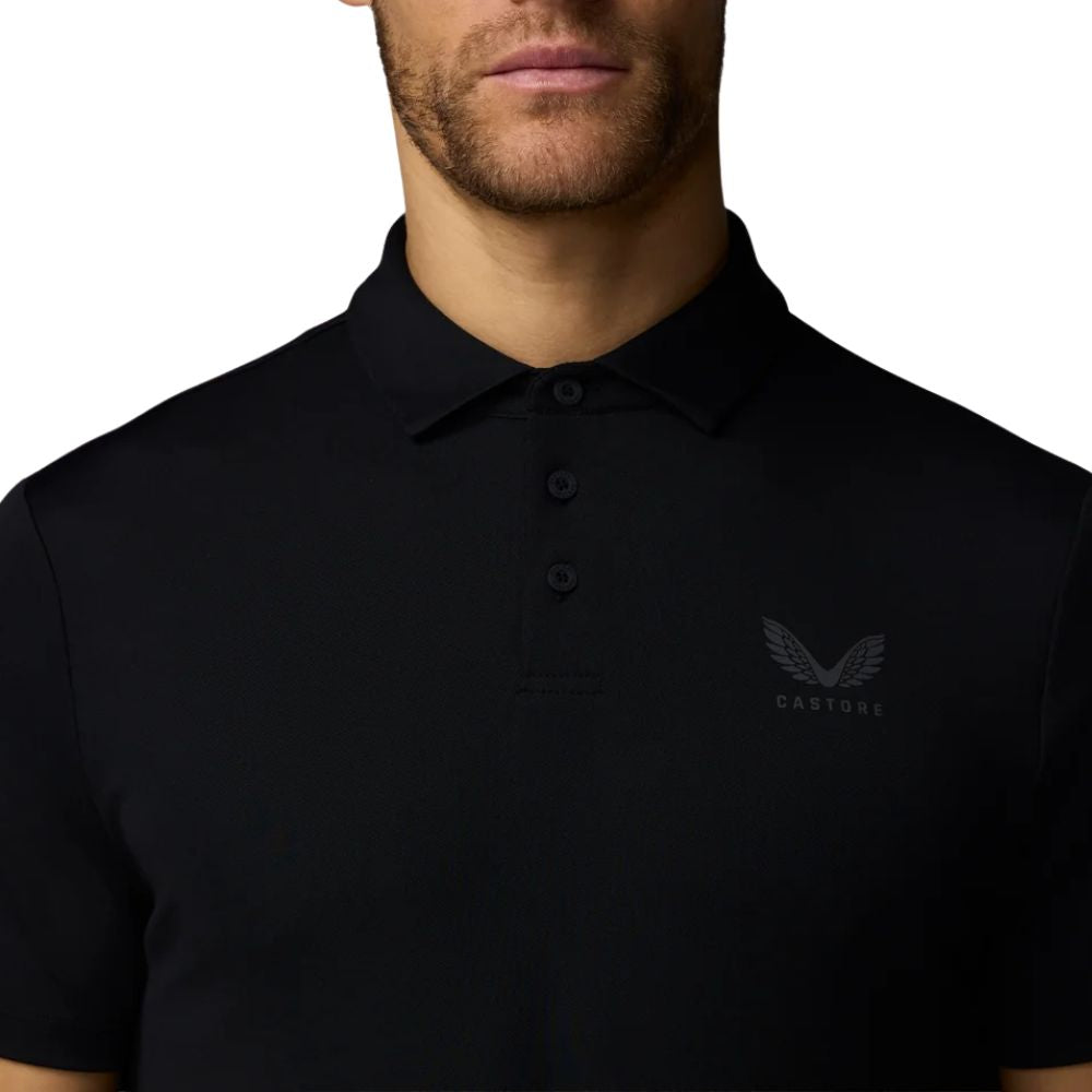 Castore Essential Short Sleeve Golf Polo - Black / Gunmetal