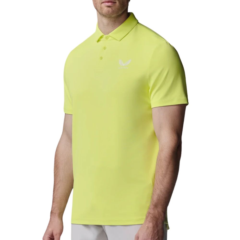 Castore Essential Short Sleeve Golf Polo - Lime / White