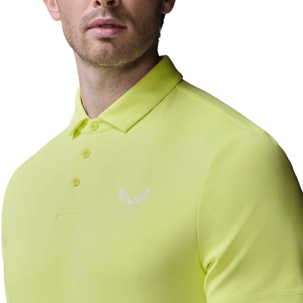 Castore Essential Short Sleeve Golf Polo - Lime / White