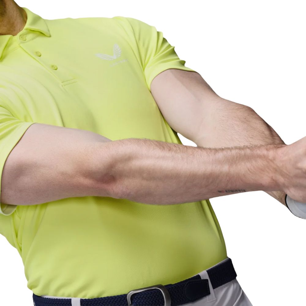 Castore Essential Short Sleeve Golf Polo - Lime / White