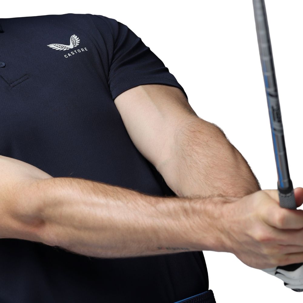 Castore Essential Short Sleeve Golf Polo - Navy / Alloy