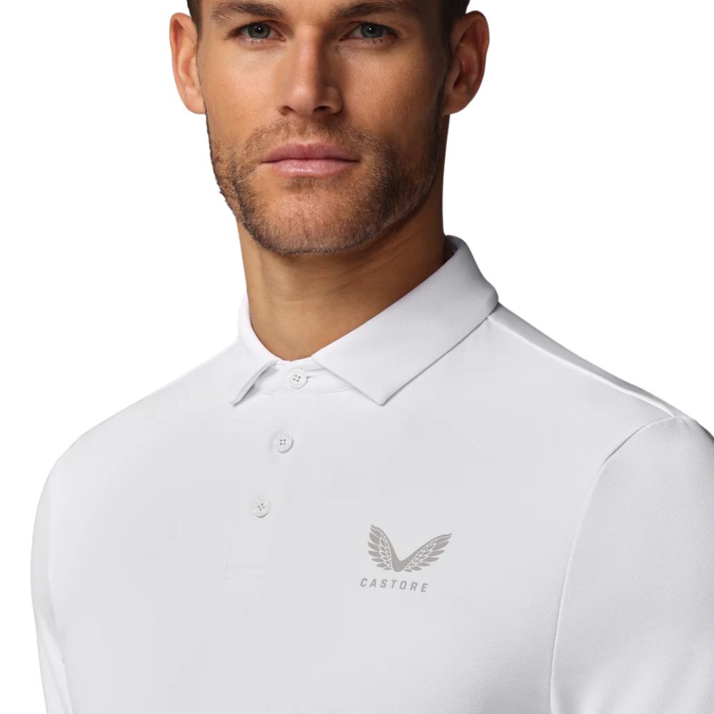 Castore Essential Short Sleeve Golf Polo - White / Alloy