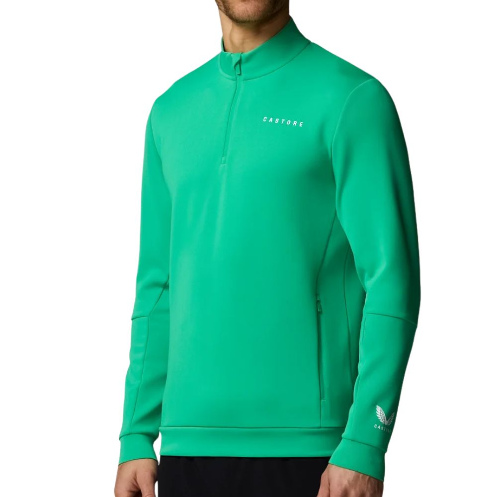 Castore Flex Long Sleeve Golf Quarter Zip Sweatshirt - Green / White