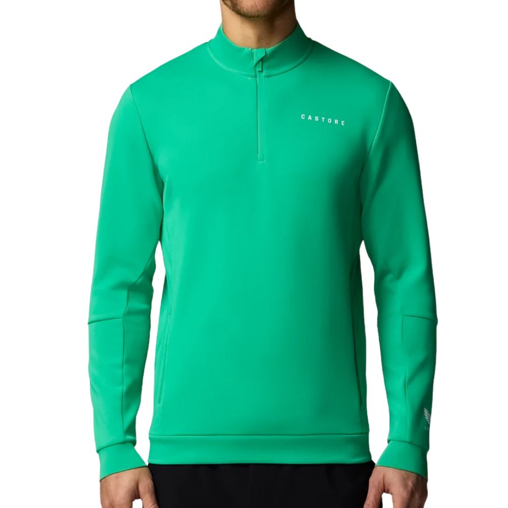 Castore Flex Long Sleeve Golf Quarter Zip Sweatshirt - Green / White