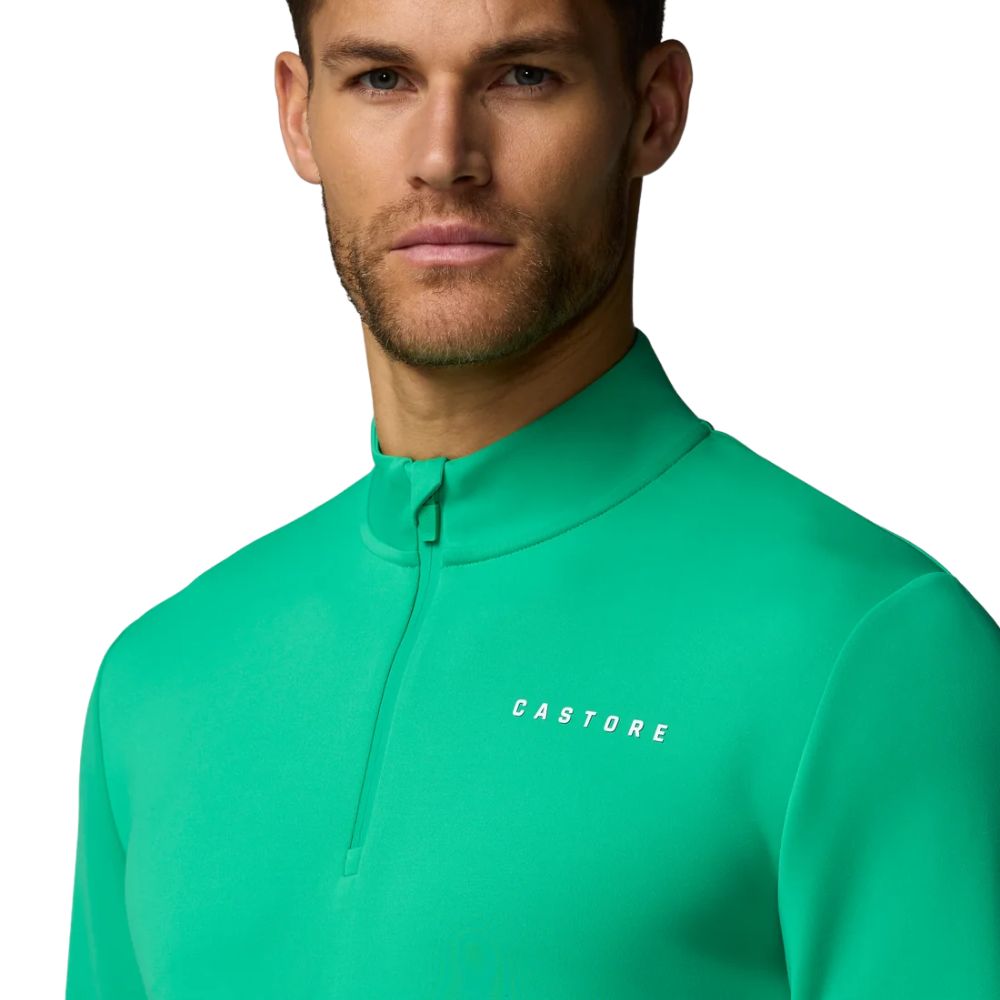 Castore Flex Long Sleeve Golf Quarter Zip Sweatshirt - Green / White