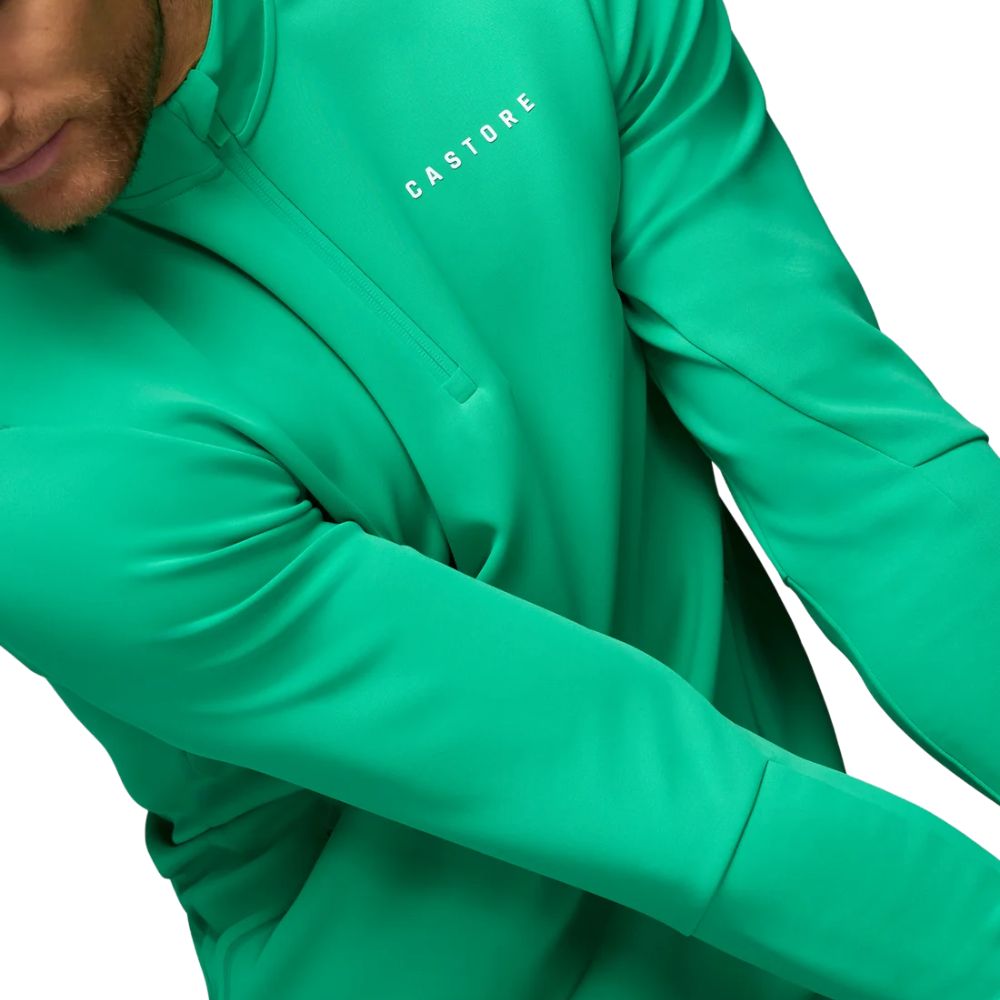 Castore Flex Long Sleeve Golf Quarter Zip Sweatshirt - Green / White