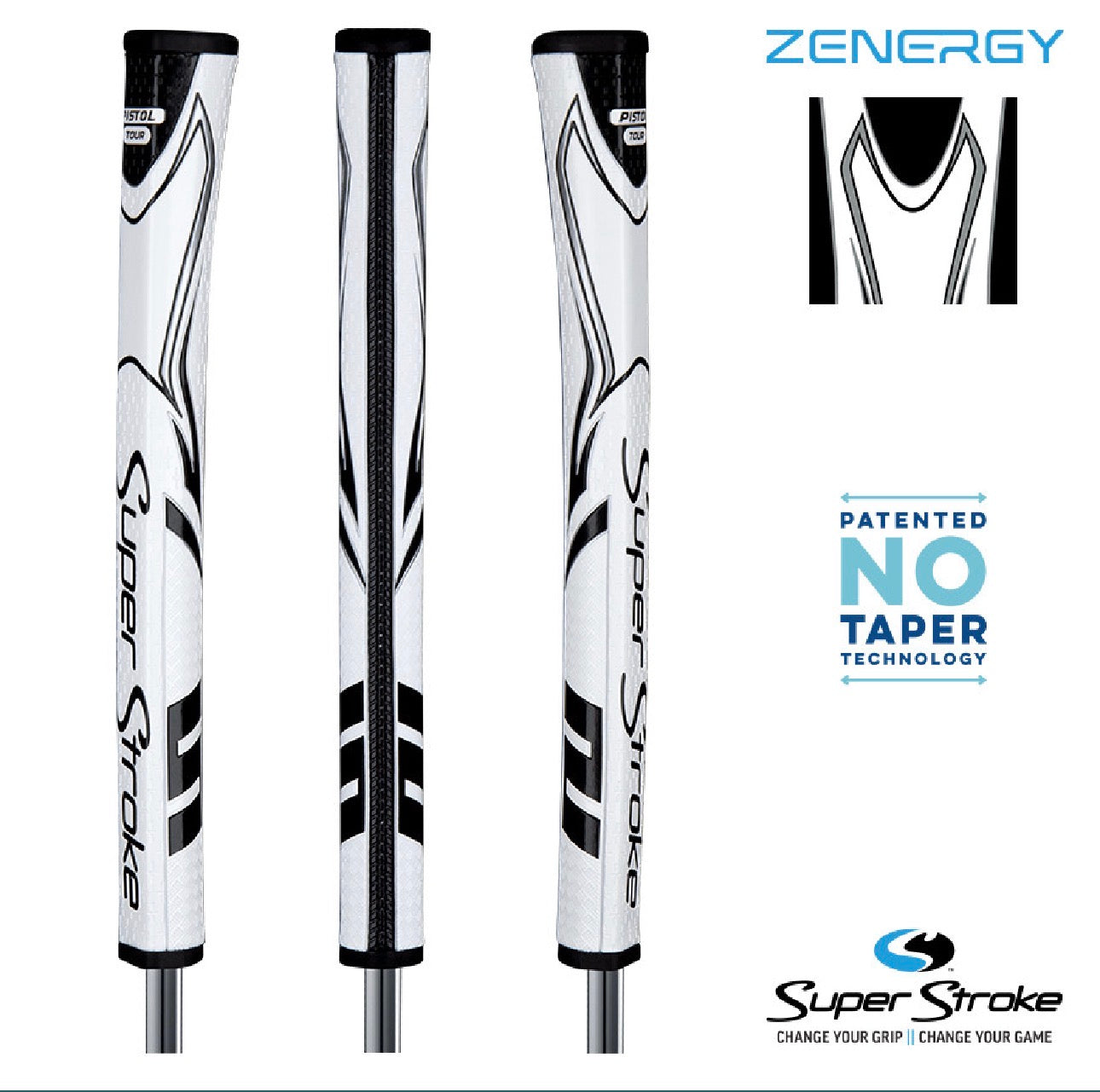 SuperStroke Zenergy Pistol GT Tour Putter Grip White / Black