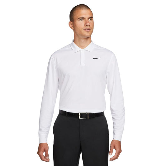 Nike Dri-FIT Victory Solid Long Sleeve Golf Polo Shirt 2025 - DN2344-100 White / Black 100 M