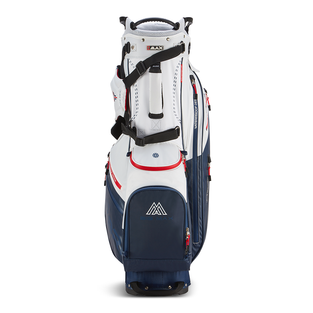 Big Max Dri Lite Hybrid Plus Golf Stand Bag 2024 - White Navy Red   