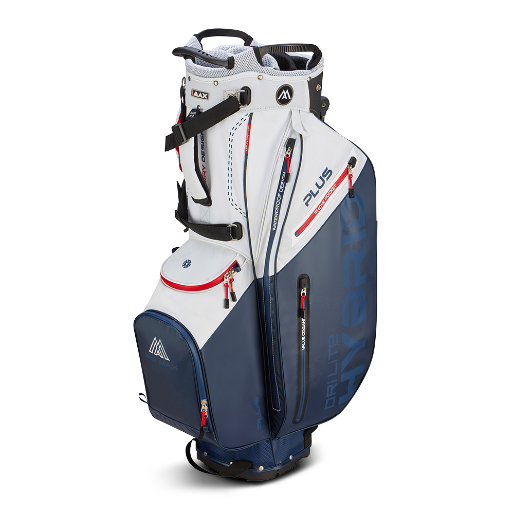 Big Max Dri Lite Hybrid Plus Golf Stand Bag 2024 - White Navy Red   