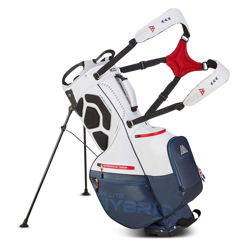 Big Max Dri Lite Hybrid Plus Golf Stand Bag 2024 - White Navy Red   