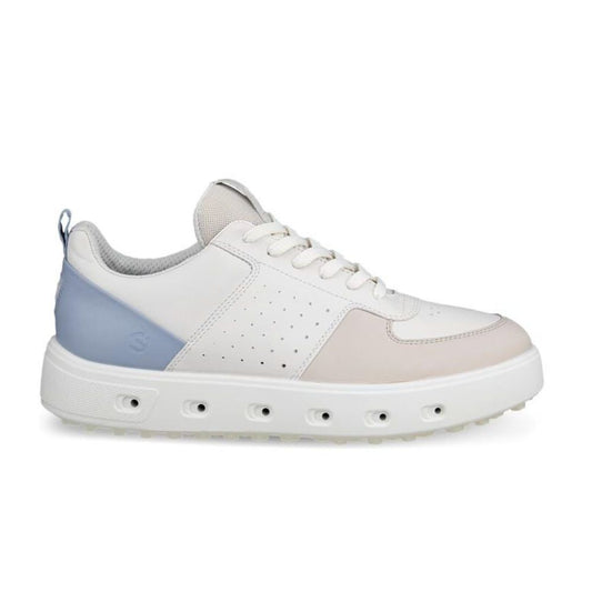 Ecco Street 720 Ladies Leather Spikeless Golf Shoes 2026 - 110703-61596 Gravel / White / Dusty Blue 61596 EU38 UK5-5.5