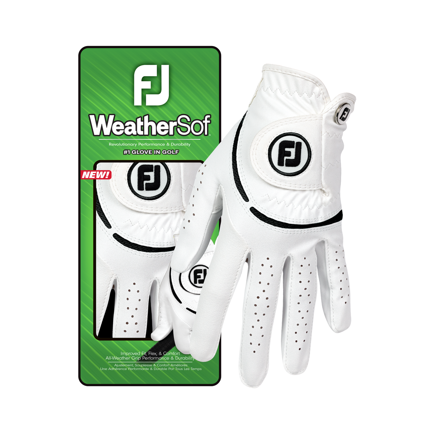 FootJoy WeatherSof Ladies All Weather Golf Glove 66980 White / Black S Left Hand (for Right Handed Golfer)
