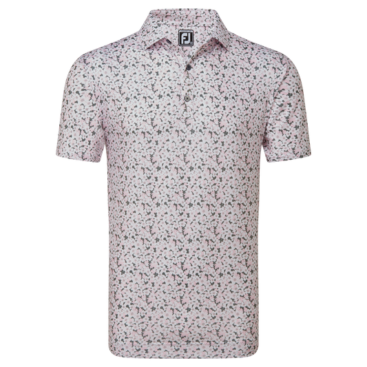 FootJoy Golf Primrose Print Lisle Polo Shirt 81570 Light Pink M 