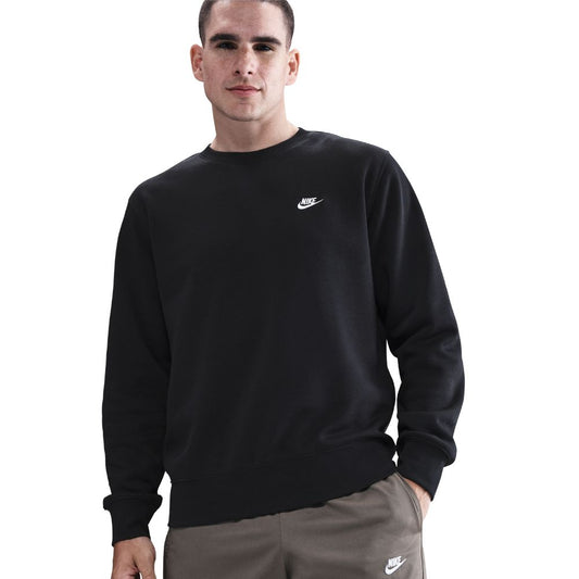 Nike Club Fleece Crew Mens Pullover Golf Top 2025 - FN3886-010 Black / White 010 M