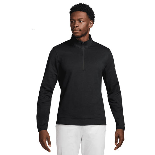 Nike Tour 1/2 Zip Pique Pullover Golf Top - FQ0472 010 Black / White 010 M