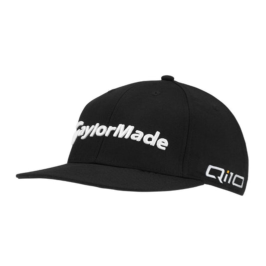 TaylorMade Golf Flat Bill Snapback Cap Qi10 TP5 2024 - Black Black  
