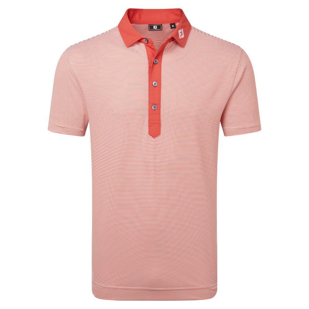 FootJoy Golf Feeder Stripe Pique Polo Shirt 2026 - 39245 Nantucket Red M